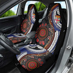 Fiji and Australia Together Car Seat Cover Kangaroo Aboriginal with Tribal Tapa Hibiscus Half Style - Aussie Hoodie