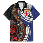 Fiji and Australia Together Family Matching Long Sleeve Bodycon Dress and Hawaiian Shirt Kangaroo Aboriginal with Tribal Tapa Hibiscus Half Style - Aussie Hoodie
