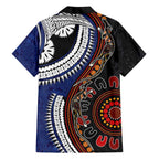 Fiji and Australia Together Family Matching Long Sleeve Bodycon Dress and Hawaiian Shirt Kangaroo Aboriginal with Tribal Tapa Hibiscus Half Style - Aussie Hoodie