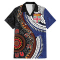 Fiji and Australia Together Family Matching Mermaid Dress and Hawaiian Shirt Kangaroo Aboriginal with Tribal Tapa Hibiscus Half Style - Aussie Hoodie