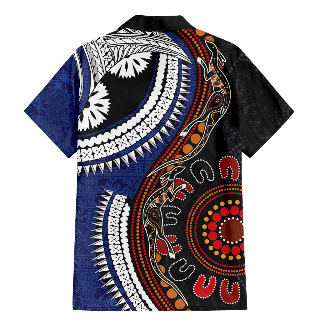 Fiji and Australia Together Family Matching Mermaid Dress and Hawaiian Shirt Kangaroo Aboriginal with Tribal Tapa Hibiscus Half Style - Aussie Hoodie