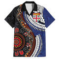 Fiji and Australia Together Family Matching Off The Shoulder Long Sleeve Dress and Hawaiian Shirt Kangaroo Aboriginal with Tribal Tapa Hibiscus Half Style - Aussie Hoodie