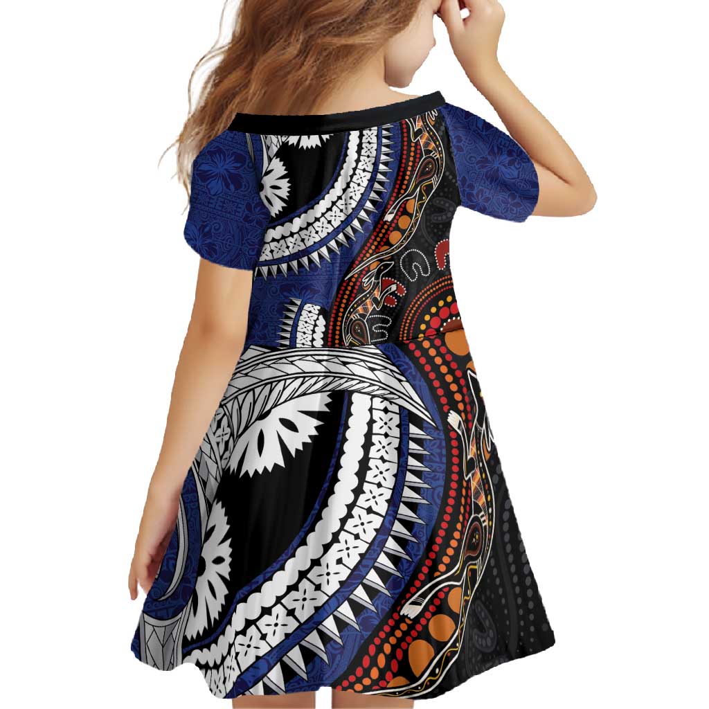 Fiji and Australia Together Family Matching Off Shoulder Maxi Dress and Hawaiian Shirt Kangaroo Aboriginal with Tribal Tapa Hibiscus Half Style - Aussie Hoodie