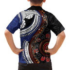 Fiji and Australia Together Family Matching Off Shoulder Short Dress and Hawaiian Shirt Kangaroo Aboriginal with Tribal Tapa Hibiscus Half Style - Aussie Hoodie