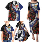 Fiji and Australia Together Family Matching Puletasi and Hawaiian Shirt Kangaroo Aboriginal with Tribal Tapa Hibiscus Half Style - Aussie Hoodie