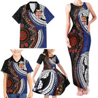 Fiji and Australia Together Family Matching Tank Maxi Dress and Hawaiian Shirt Kangaroo Aboriginal with Tribal Tapa Hibiscus Half Style - Aussie Hoodie