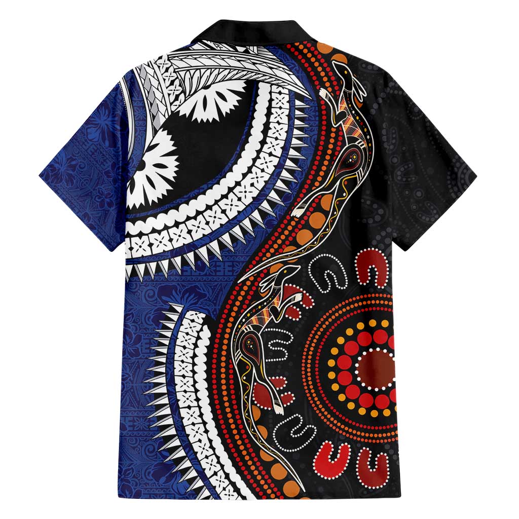 Fiji and Australia Together Hawaiian Shirt Kangaroo Aboriginal with Tribal Tapa Hibiscus Half Style - Aussie Hoodie