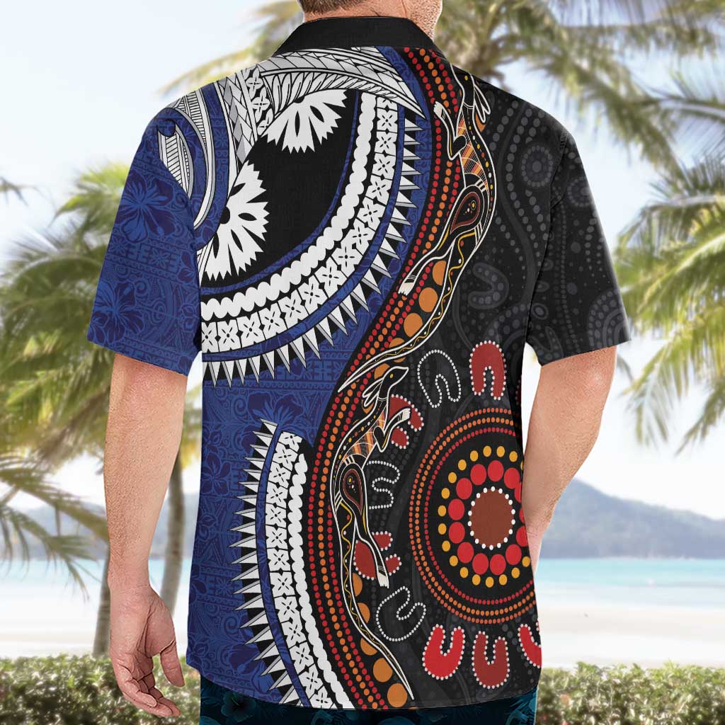 Fiji and Australia Together Hawaiian Shirt Kangaroo Aboriginal with Tribal Tapa Hibiscus Half Style - Aussie Hoodie