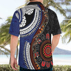 Fiji and Australia Together Hawaiian Shirt Kangaroo Aboriginal with Tribal Tapa Hibiscus Half Style - Aussie Hoodie