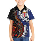 Fiji and Australia Together Hawaiian Shirt Kangaroo Aboriginal with Tribal Tapa Hibiscus Half Style - Aussie Hoodie