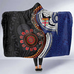 Fiji and Australia Together Hooded Blanket Kangaroo Aboriginal with Tribal Tapa Hibiscus Half Style - Aussie Hoodie