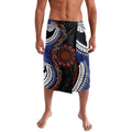 Fiji and Australia Together Lavalava Kangaroo Aboriginal with Tribal Tapa Hibiscus Half Style - Aussie Hoodie