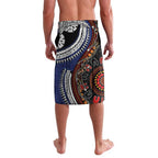 Fiji and Australia Together Lavalava Kangaroo Aboriginal with Tribal Tapa Hibiscus Half Style - Aussie Hoodie