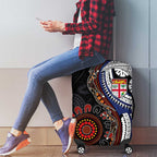 Fiji and Australia Together Luggage Cover Kangaroo Aboriginal with Tribal Tapa Hibiscus Half Style - Aussie Hoodie