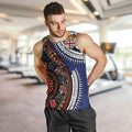 Fiji and Australia Together Men Tank Top Kangaroo Aboriginal with Tribal Tapa Hibiscus Half Style - Aussie Hoodie