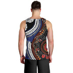 Fiji and Australia Together Men Tank Top Kangaroo Aboriginal with Tribal Tapa Hibiscus Half Style - Aussie Hoodie