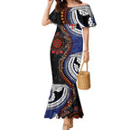 Fiji and Australia Together Mermaid Dress Kangaroo Aboriginal with Tribal Tapa Hibiscus Half Style - Aussie Hoodie