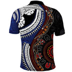 Fiji and Australia Together Polo Shirt Kangaroo Aboriginal with Tribal Tapa Hibiscus Half Style - Aussie Hoodie
