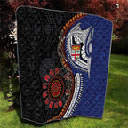 Fiji and Australia Together Quilt Kangaroo Aboriginal with Tribal Tapa Hibiscus Half Style - Aussie Hoodie