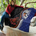 Fiji and Australia Together Quilt Kangaroo Aboriginal with Tribal Tapa Hibiscus Half Style - Aussie Hoodie