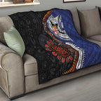 Fiji and Australia Together Quilt Kangaroo Aboriginal with Tribal Tapa Hibiscus Half Style - Aussie Hoodie
