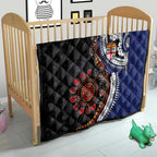 Fiji and Australia Together Quilt Kangaroo Aboriginal with Tribal Tapa Hibiscus Half Style - Aussie Hoodie