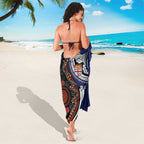 Fiji and Australia Together Sarong Kangaroo Aboriginal with Tribal Tapa Hibiscus Half Style - Aussie Hoodie