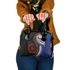 Fiji and Australia Together Shoulder Handbag Kangaroo Aboriginal with Tribal Tapa Hibiscus Half Style - Aussie Hoodie