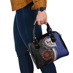 Fiji and Australia Together Shoulder Handbag Kangaroo Aboriginal with Tribal Tapa Hibiscus Half Style - Aussie Hoodie