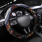 Fiji and Australia Together Steering Wheel Cover Kangaroo Aboriginal with Tribal Tapa Hibiscus Half Style - Aussie Hoodie