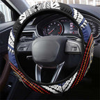 Fiji and Australia Together Steering Wheel Cover Kangaroo Aboriginal with Tribal Tapa Hibiscus Half Style - Aussie Hoodie