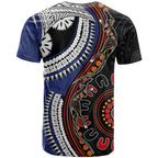 Fiji and Australia Together T Shirt Kangaroo Aboriginal with Tribal Tapa Hibiscus Half Style - Aussie Hoodie
