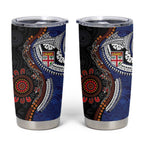 Fiji and Australia Together Tumbler Cup Kangaroo Aboriginal with Tribal Tapa Hibiscus Half Style - Aussie Hoodie