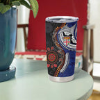 Fiji and Australia Together Tumbler Cup Kangaroo Aboriginal with Tribal Tapa Hibiscus Half Style - Aussie Hoodie