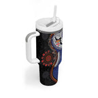 Fiji and Australia Together Tumbler With Handle Kangaroo Aboriginal with Tribal Tapa Hibiscus Half Style - Aussie Hoodie