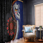 Fiji and Australia Together Window Curtain Kangaroo Aboriginal with Tribal Tapa Hibiscus Half Style - Aussie Hoodie