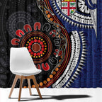 Fiji and Australia Together Window Curtain Kangaroo Aboriginal with Tribal Tapa Hibiscus Half Style - Aussie Hoodie