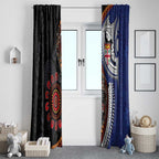 Fiji and Australia Together Window Curtain Kangaroo Aboriginal with Tribal Tapa Hibiscus Half Style - Aussie Hoodie