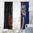 Fiji and Australia Together Window Curtain Kangaroo Aboriginal with Tribal Tapa Hibiscus Half Style - Aussie Hoodie