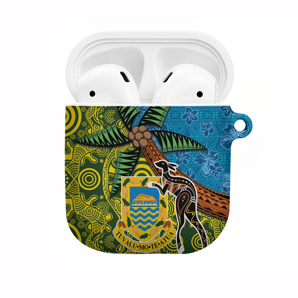 Tuvalu and Australia Together AirPods Case Tapa Pattern and Aboriginal mix Culture