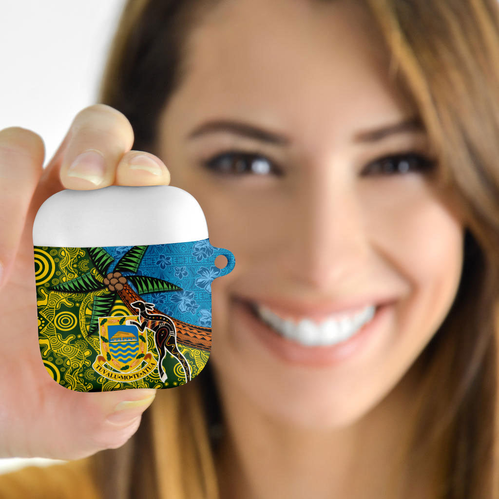 Tuvalu and Australia Together AirPods Case Tapa Pattern and Aboriginal mix Culture