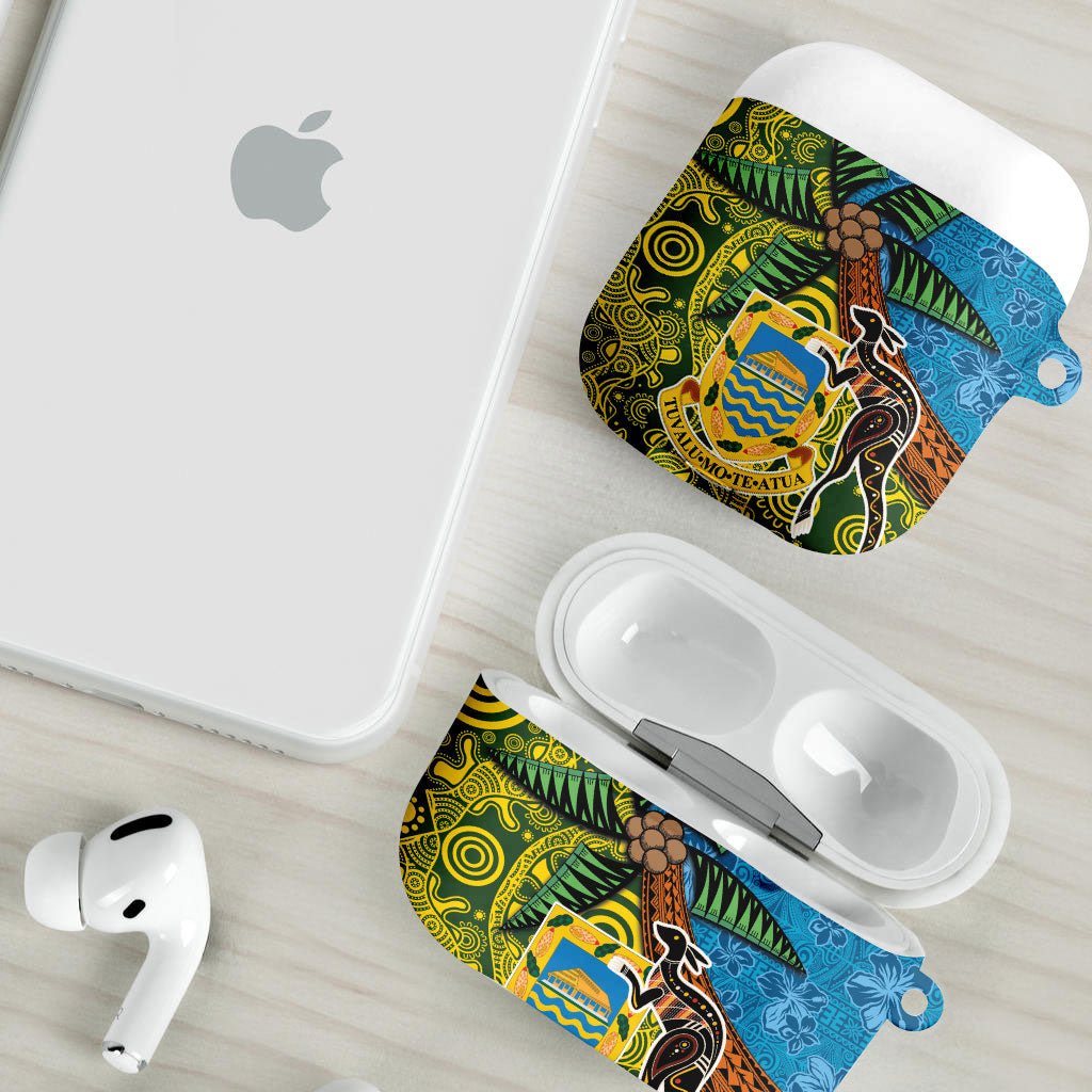 Tuvalu and Australia Together AirPods Case Tapa Pattern and Aboriginal mix Culture