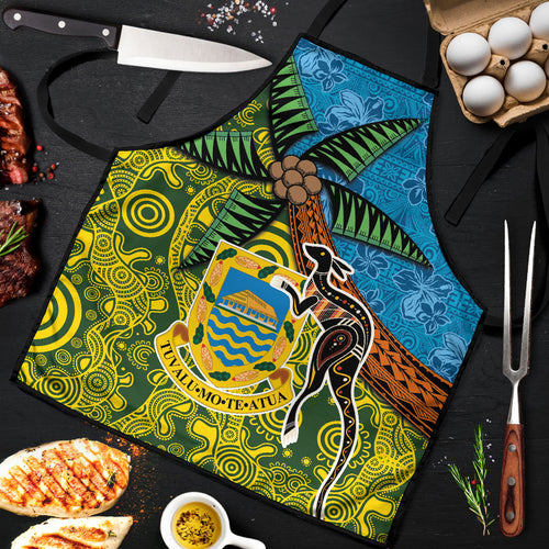 Tuvalu and Australia Together Apron Tapa Pattern and Aboriginal mix Culture
