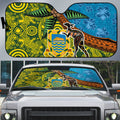 Tuvalu and Australia Together Auto Sun Shade Tapa Pattern and Aboriginal mix Culture