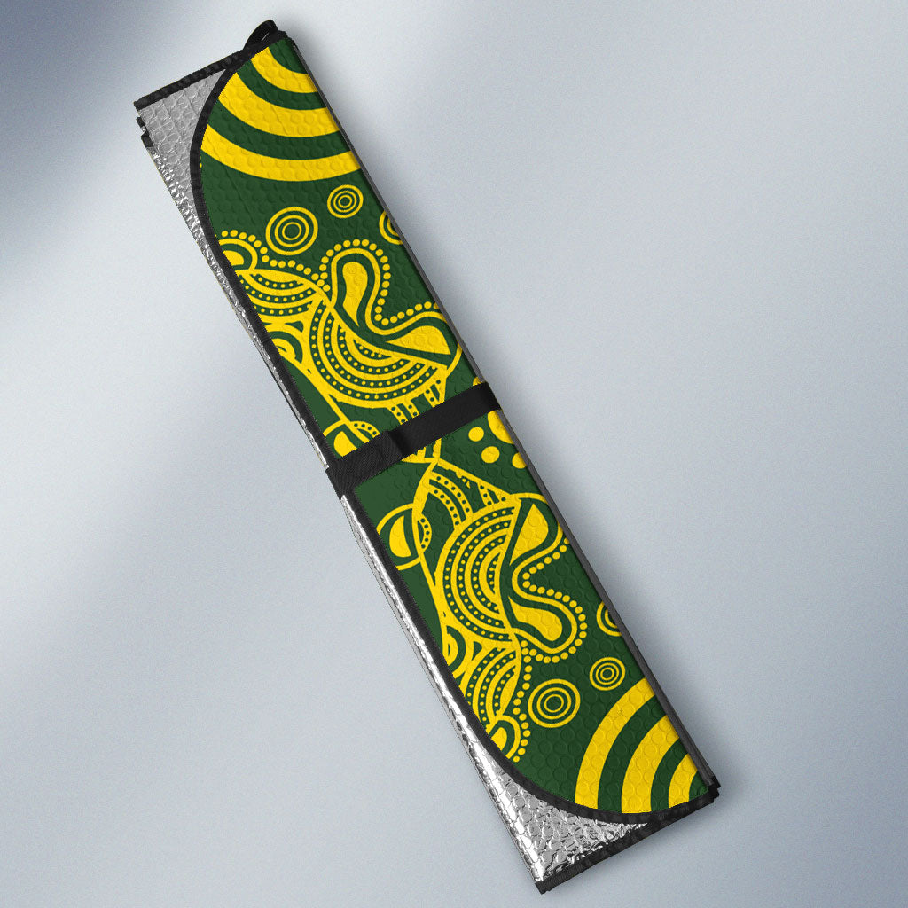 Tuvalu and Australia Together Auto Sun Shade Tapa Pattern and Aboriginal mix Culture