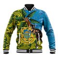 Tuvalu and Australia Together Baseball Jacket Tapa Pattern and Aboriginal mix Culture