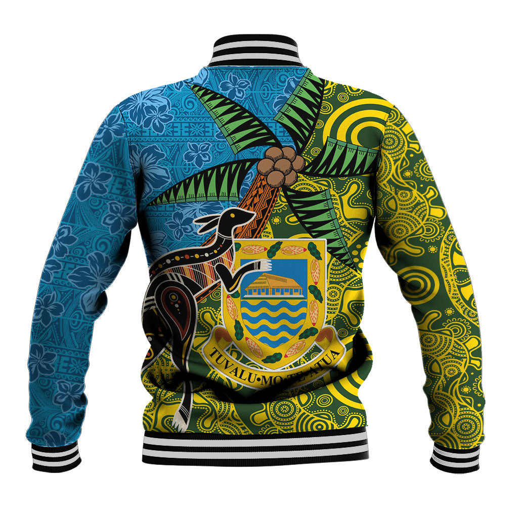 Tuvalu and Australia Together Baseball Jacket Tapa Pattern and Aboriginal mix Culture