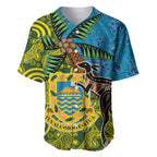 Tuvalu and Australia Together Baseball Jersey Tapa Pattern and Aboriginal mix Culture