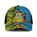 Tuvalu and Australia Together Baseball Net Cap Tapa Pattern and Aboriginal mix Culture