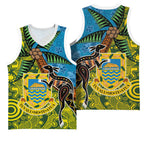 Tuvalu and Australia Together Basketball Jersey Tapa Pattern and Aboriginal mix Culture